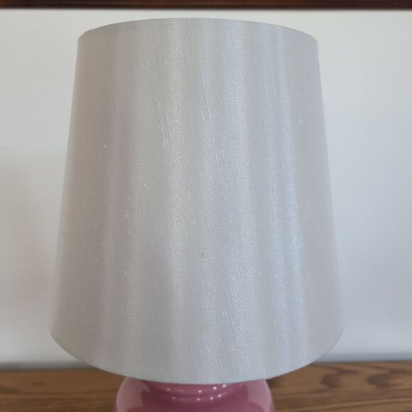 Vintage 80s Pink Ceramic Ginger Jar Table Lamp With White Textured Shade Working - Picture 7 of 10